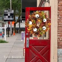 Load image into Gallery viewer, Easy Fine Fall Wreaths for Front Door 24 Inch,Fall Door Wreath Large,Farmhouse Fall Decor,Thanksgiving Decorations with Fall Leaves White Pumpkins Orange Berries for Wall Porch Table,Fall Outdoor Wreath,Autumn Wreath