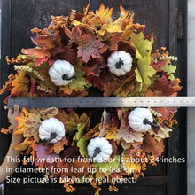 Load image into Gallery viewer, Easy Fine Fall Wreaths for Front Door 24 Inch,Fall Door Wreath Large,Farmhouse Fall Decor,Thanksgiving Decorations with Fall Leaves White Pumpkins Orange Berries for Wall Porch Table,Fall Outdoor Wreath,Autumn Wreath