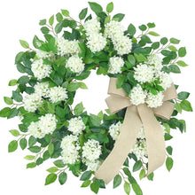 Load image into Gallery viewer, Easy Fine 24 Inch Snowball Hydrangea Wreath
