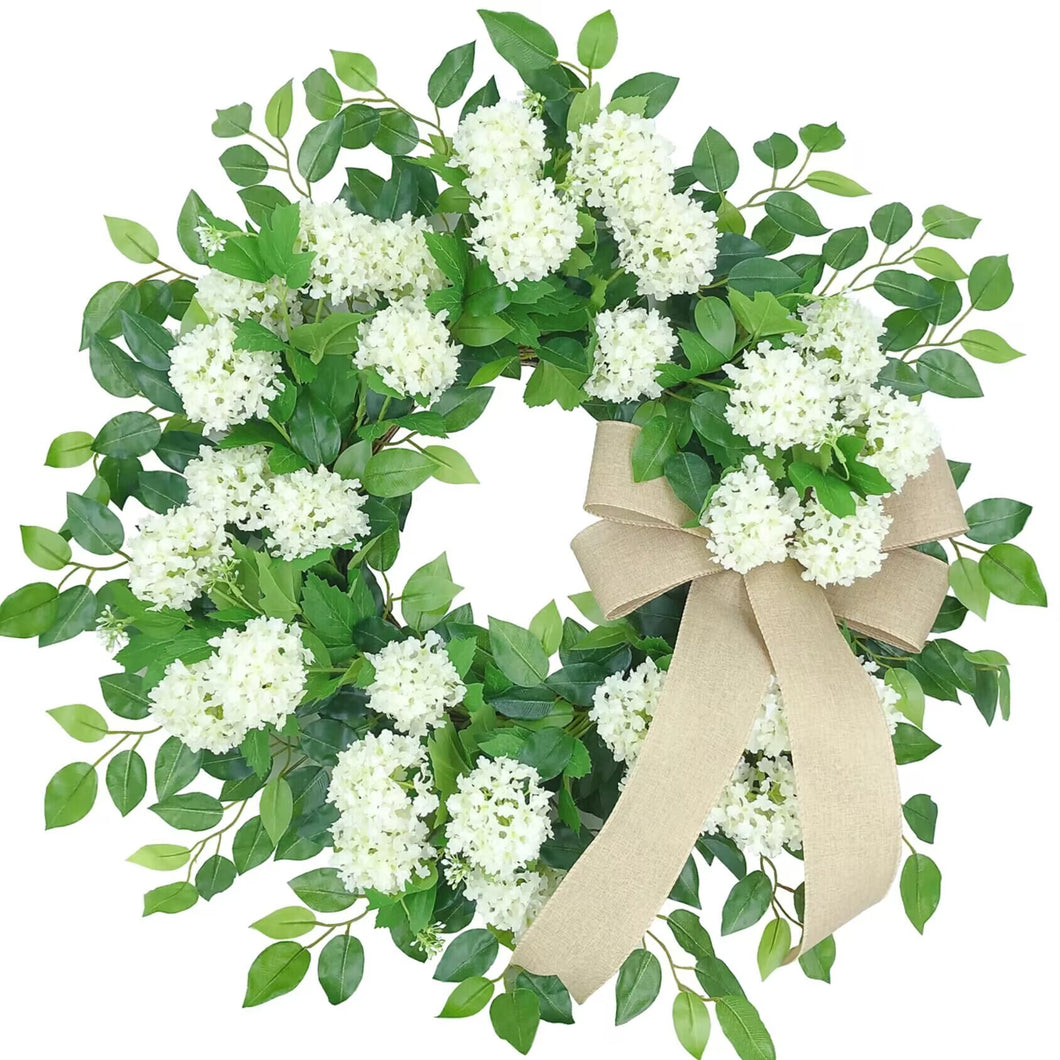 Easy Fine 24 Inch Snowball Hydrangea Wreath