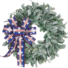 Load image into Gallery viewer, Easy Fine Lambs Ear Wreath 22In (Baseball Bow)
