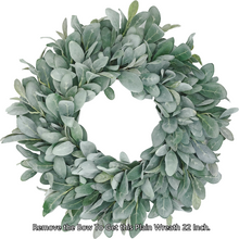 Load image into Gallery viewer, Easy Fine Lambs Ear Wreaths for Front Door 22 Inch,Spring Wreath,Summer Wreath,Fall Wreath,Autumn Wreath,Winter Wreath,Christmas Wreath,Front door Wreath,Year Round Wreath (Buffalo plaid &amp; Burlap Bow)
