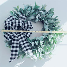 Load image into Gallery viewer, Easy Fine Lambs Ear Wreath 22 Inch Baffalo Plaid Bow
